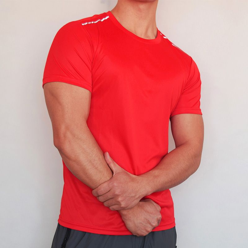 运动T恤男健身服短袖速干透气排汗跑步弹力圆领上衣休闲训练夏季