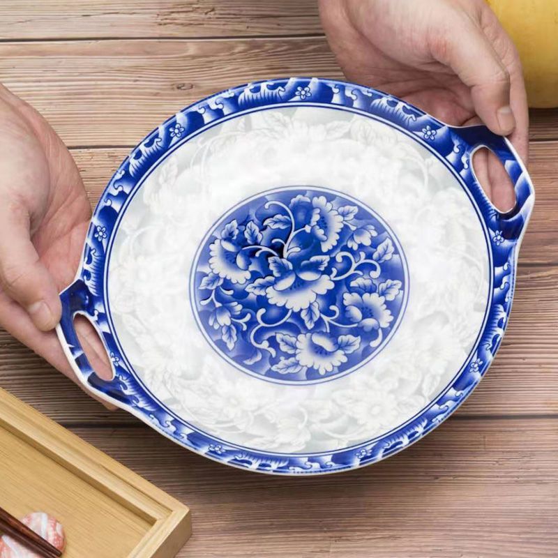 【青花瓷盘子8寸釉下彩】套装陶瓷创意盘子家用骨瓷菜盘碟子家用