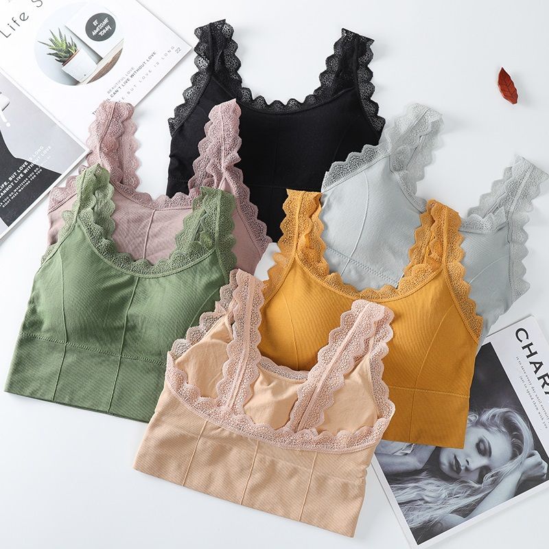 No steel ring lace wrapped chest underwear female students anti-skid tube top women's bottoming beautiful back camisole integrated bra