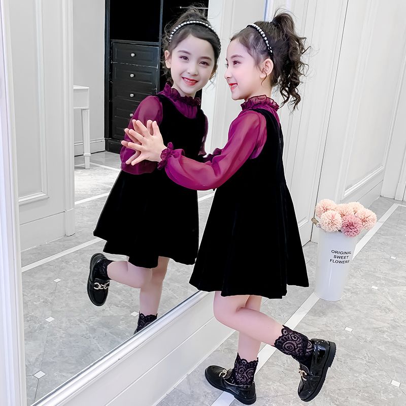 Girls autumn clothes 2022 new dress suit Korean style trendy clothes children's clothing female foreign style princess children's skirt two-piece set