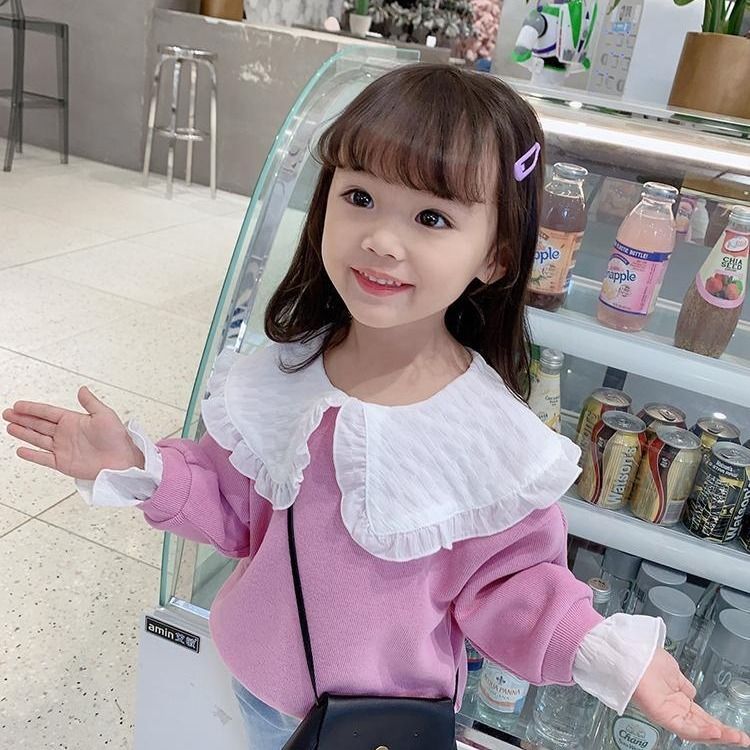 Girls' 2020 Spring Fashion New Sweater Baby Autumn Princess Doll Shirt Children's Foreign Style Fake Two Pieces Korean Edition Top