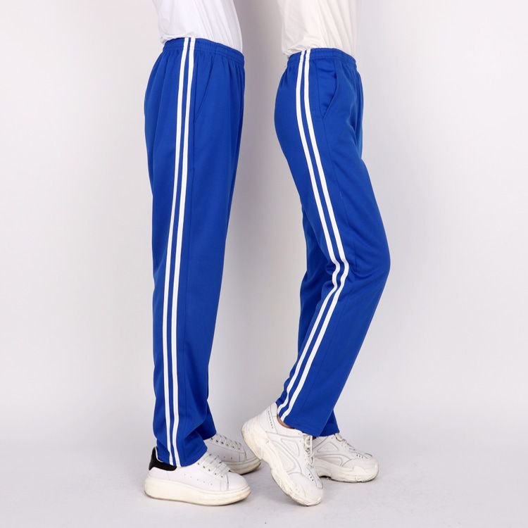 蓝色校服裤子一条杠初中高中男女运动裤直筒宽松小学生两条杠校裤