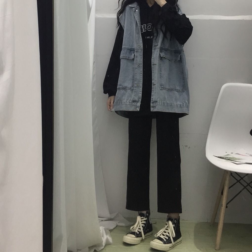 Spring and summer versatile suit straight pants female students Korean loose New High Waist Wide Leg nine point casual pants trend