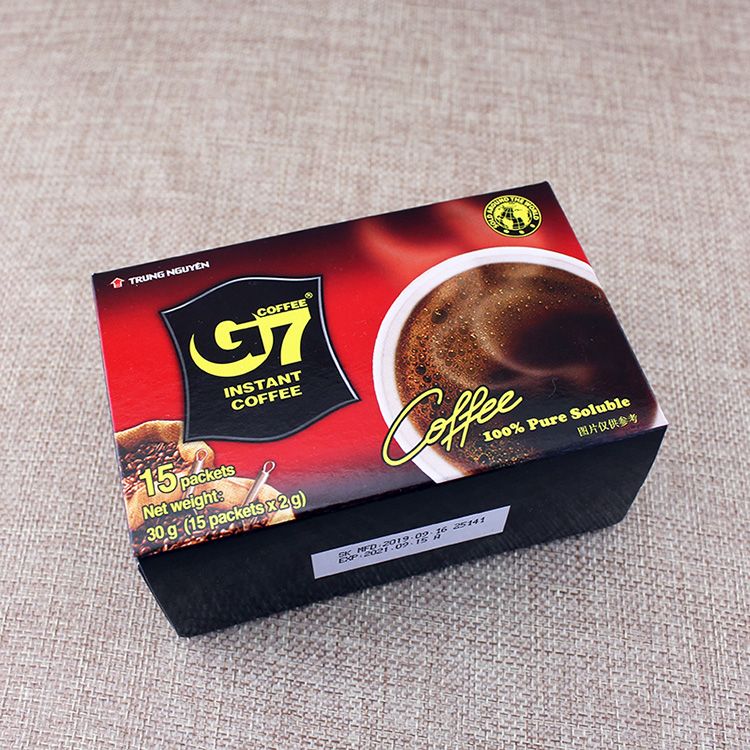 越南进口g7黑咖啡/纯咖啡粉15小包/盒无糖咖啡进口速溶包邮L