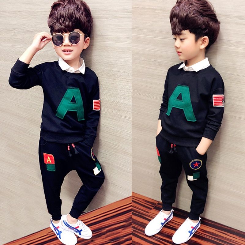 2020 new children's wear set 1-2-3-4-5 boys' spring and autumn sports women's treasure foreign style long sleeve leisure 2-piece suit