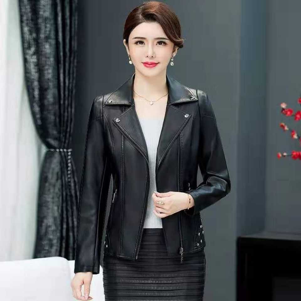 2021春秋皮衣女装外套皮夹克韩版修身pu女士外套中年女短款【3月3日发