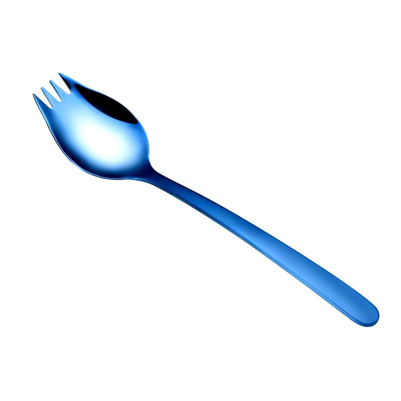 食品级304不锈钢泡面勺韩式镀钛金叉勺一体吃面神器学生汤勺面勺