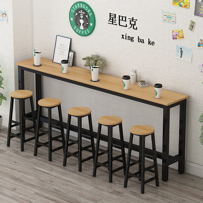 靠墙吧台桌家用简易小吧台长方形餐桌奶茶店高脚桌子长条桌窄桌子