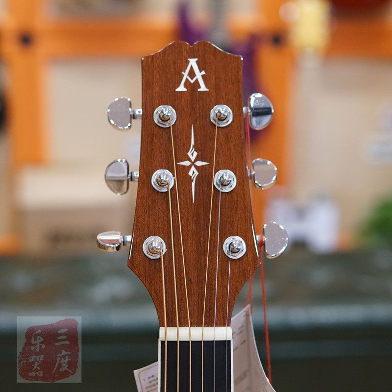 三度樂器奧森Aosen 民謠吉他初學者41寸木吉他指彈單板吉他D-420 奶油貓