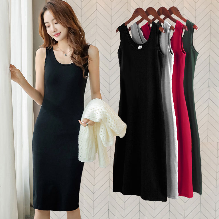 Korean version of sleeveless suspender black dress with shoulder skirt for female students