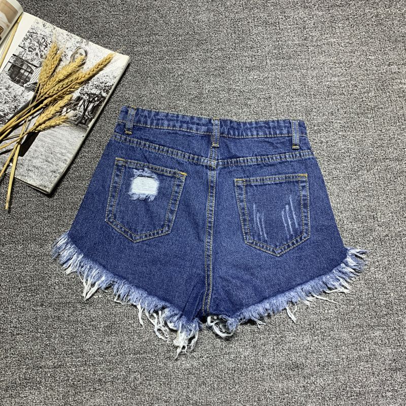 High waist sexy ripped denim shorts women's raw edge  summer new Korean version loose a-line wide-leg hot pants trend