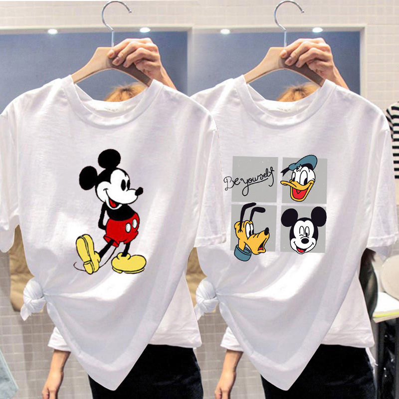 New summer Korean loose size cartoon Mickey white short sleeve T-shirt women's top