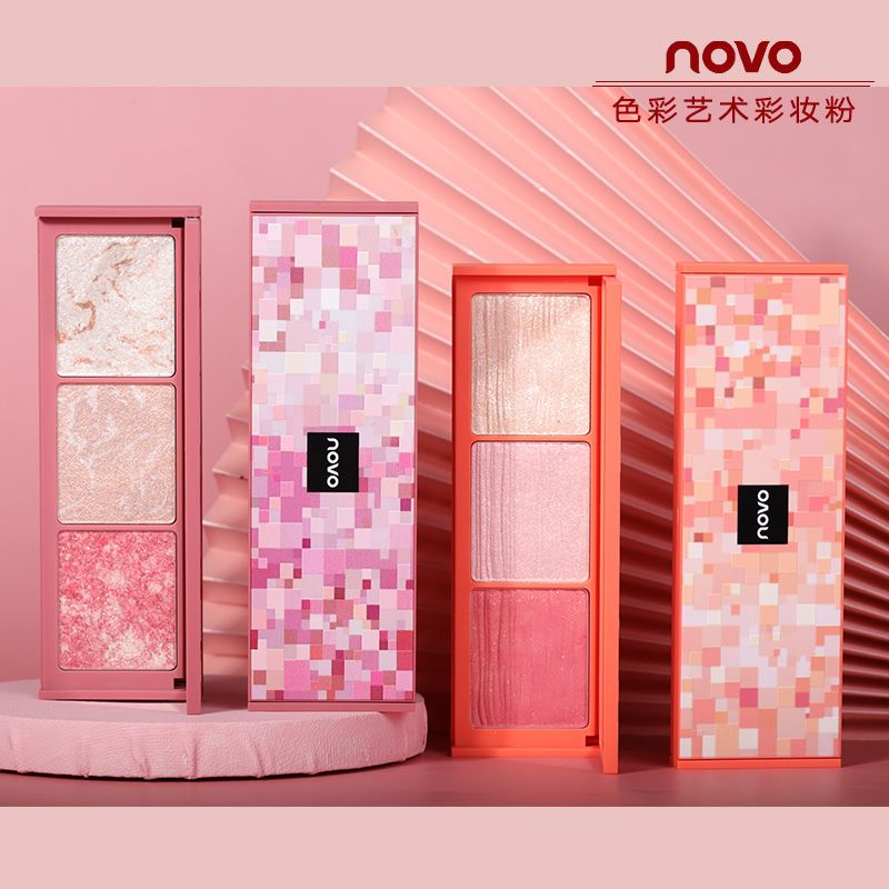 NOVO高光腮紅一體修容盤閃粉臉部鼻影提亮獨角獸亮晶晶網紅款正品