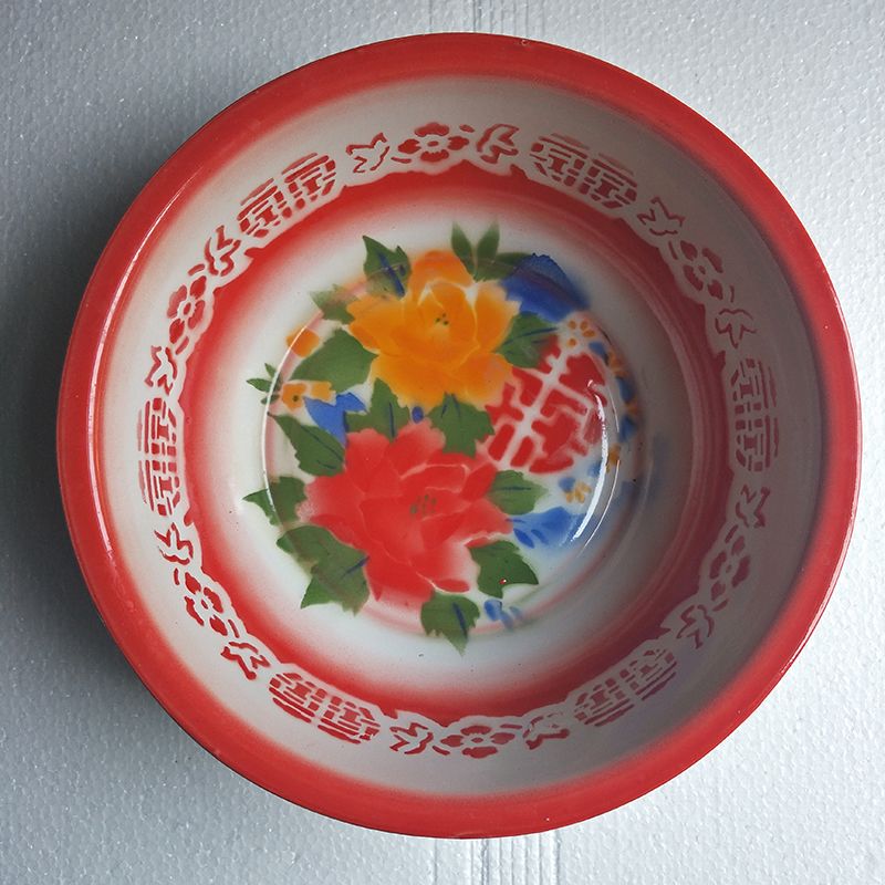 加厚老式搪瓷盆铁洗脸盆洗菜盆传统洋瓷盆和面盆结婚喜盆洗屁屁盆