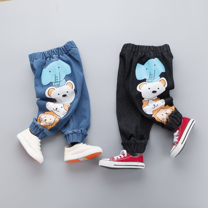 Baby jeans spring children's foreign style trousers boys and girls soft jeans baby 1-2-3-4 years old 5 autumn style Korean version