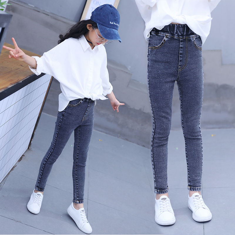 大女童緊身牛仔褲2023新款13修身9小腳褲12-15歲女孩洋氣韓版褲子