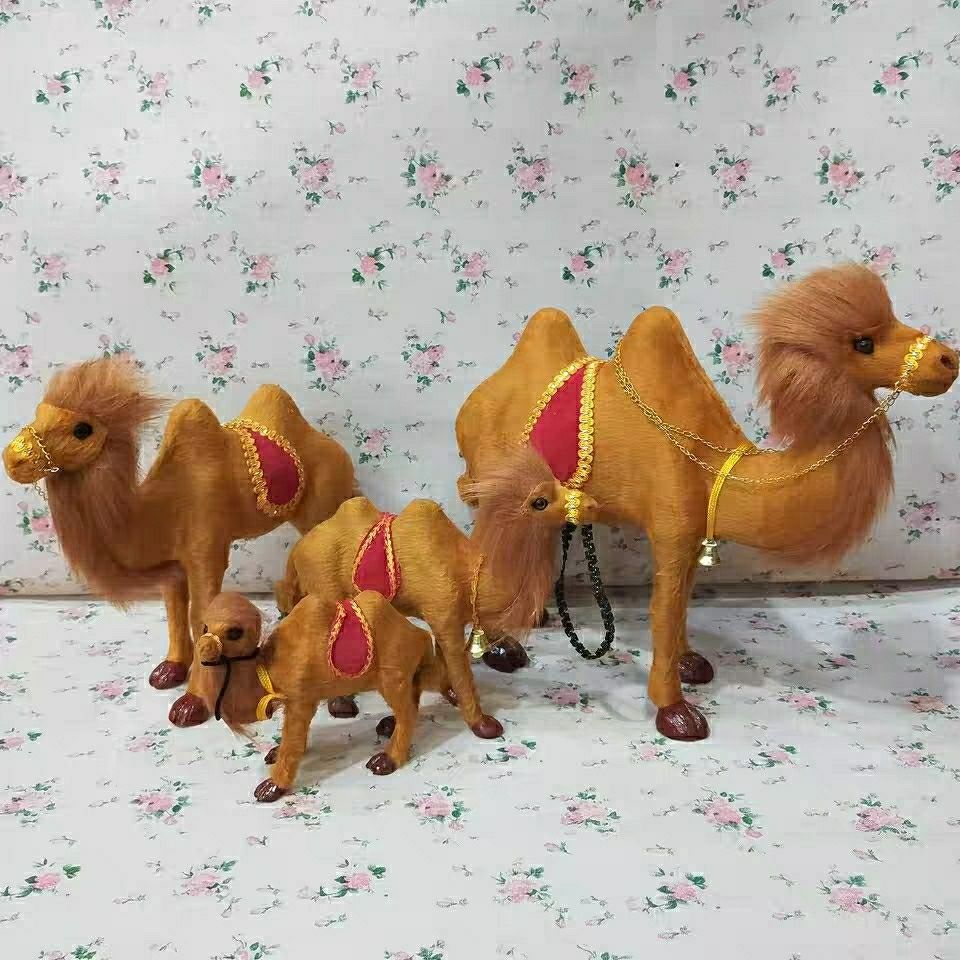 駱駝仿真模型皮毛小動物擺設擺件內蒙古沙漠旅游紀念品手工藝品