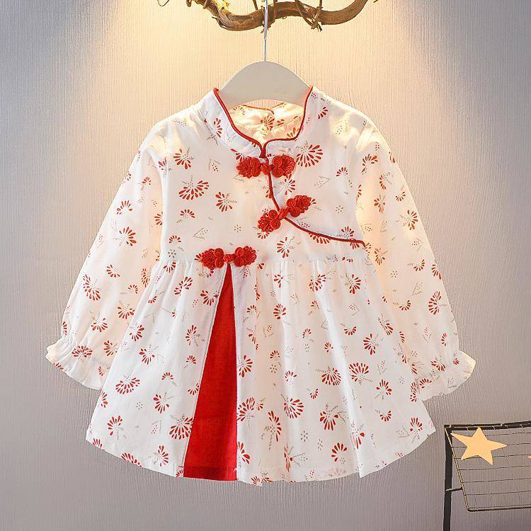 2020 Chinese style long sleeve baby girl princess skirt 1-2-3-4 year old girl baby dress spring dress new style