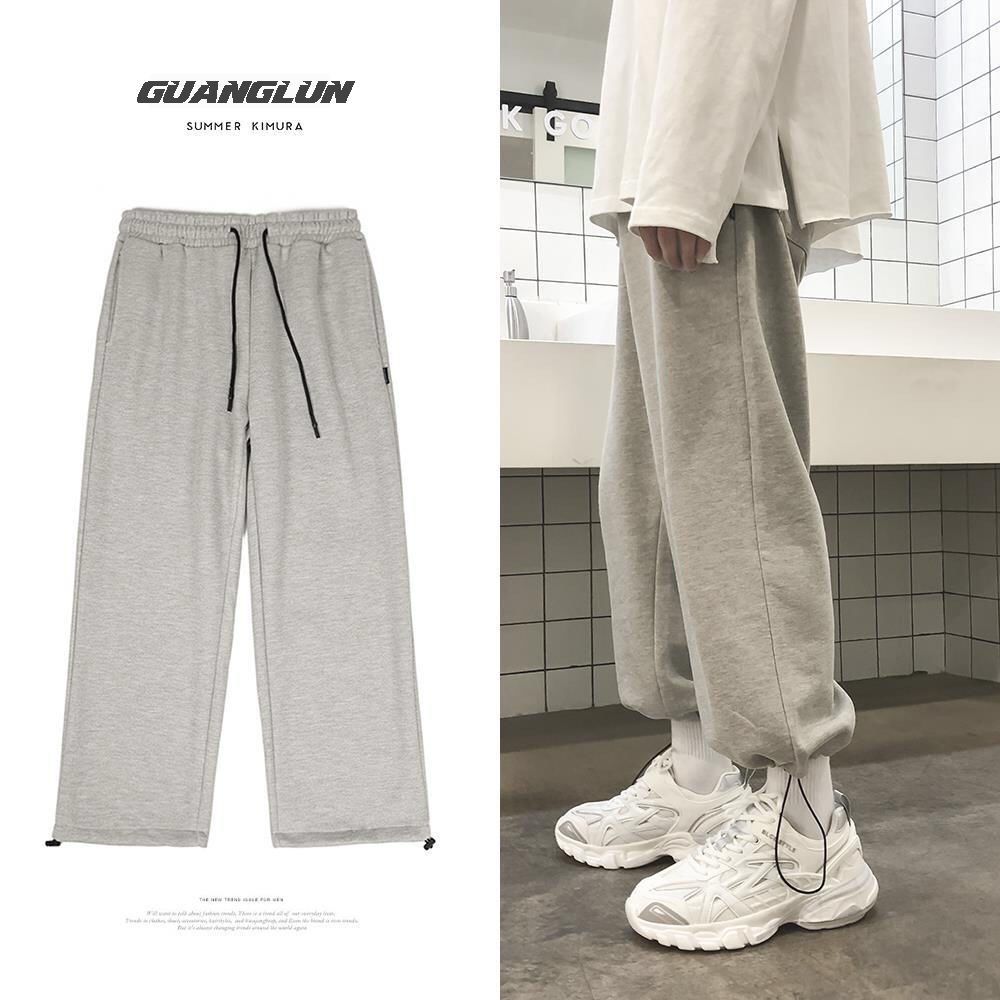 Spring and summer Korean fashion pants men's wide leg pants loose straight casual pants legged sports pants men's student pants