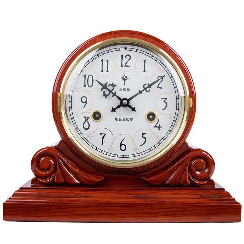 北极星红橡木机械座钟客厅老式发条实木台钟中式欧式复古报时钟表