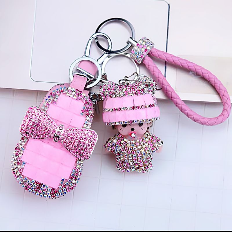 General Motors key bag lady Korea lovely creative crystal car key leather case pendant car key chain