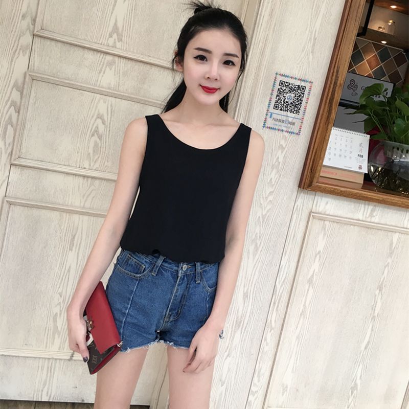 Summer new women's off-the-shoulder vest short strap fashion all-match loose sleeveless chiffon top bottoming shirt