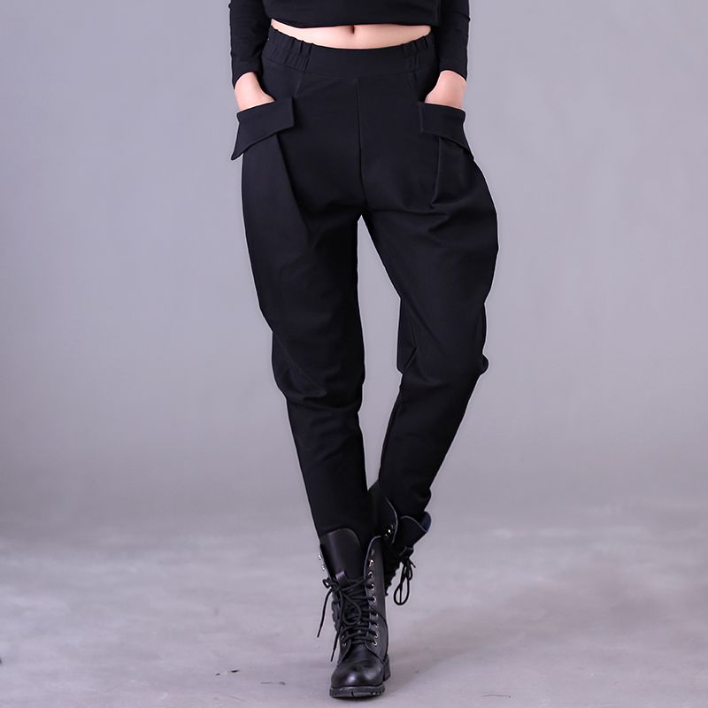 Women's stretch harem pants, women's radish pants, new women's pants, fleece and thickened, large-size black casual pants trend [completed on December 8]