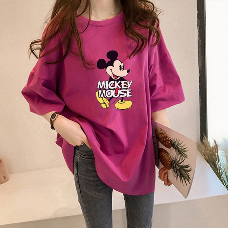 2020 new Mickey short sleeve T-shirt women's summer long and medium length bottoming shirt