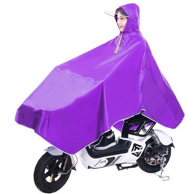 雨披电动车电瓶车摩托车单人男女骑行加大加厚透明帽檐牛津布雨衣