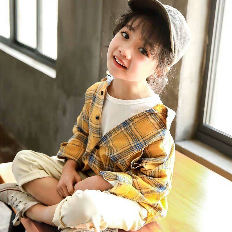 女童格子衬衫春装新款时髦儿童韩版洋气长袖女孩衬衫宝宝上衣
