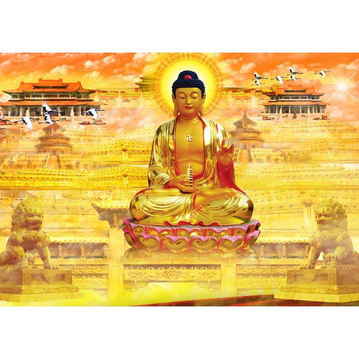 如来佛祖释迦牟尼佛唐卡菩萨画像佛教佛像海报佛祖同堂中堂贴画14