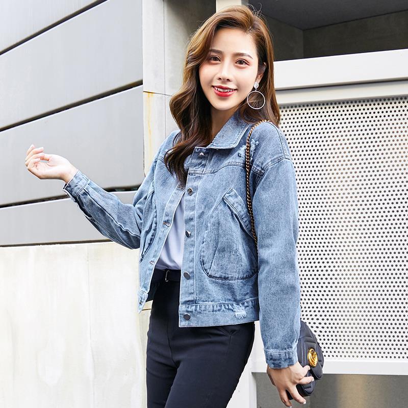 Denim jacket ladies 2022 spring and autumn new short style Korean version loose small all-match Harajuku style top BF tide