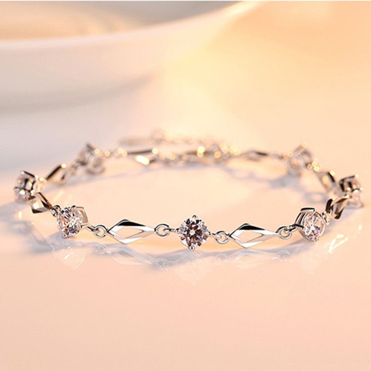 新款正品银手链女s925纯银简约韩版情人节送女友闺蜜妈妈学生礼物