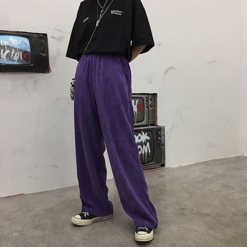 Summer 2020 new Korean version of INS leisure and loose retro Hong Kong Style corduroy corset pants and trousers are fashionable [to be delivered within 7 days]