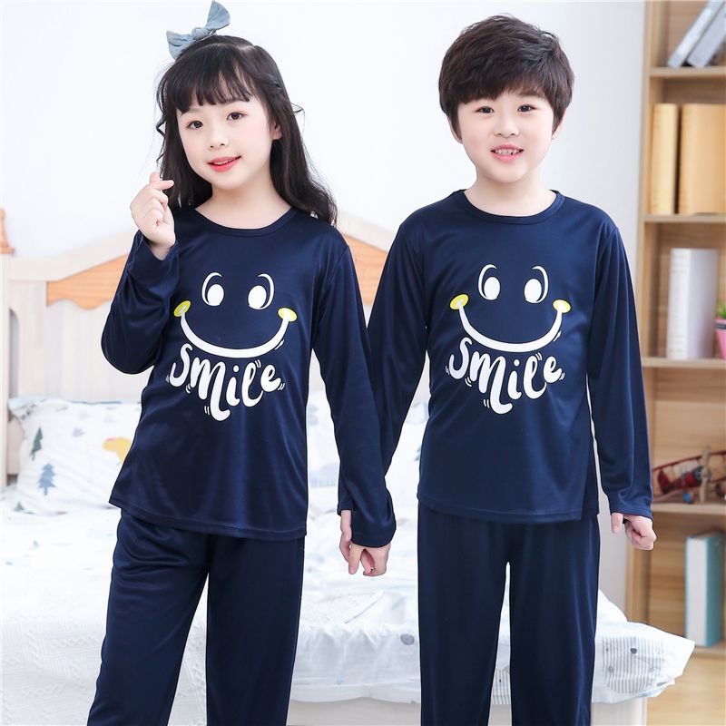 Children's pajamas girls boys' spring autumn long sleeve suits big children Princess wind thin air conditioning baby home clothes winter