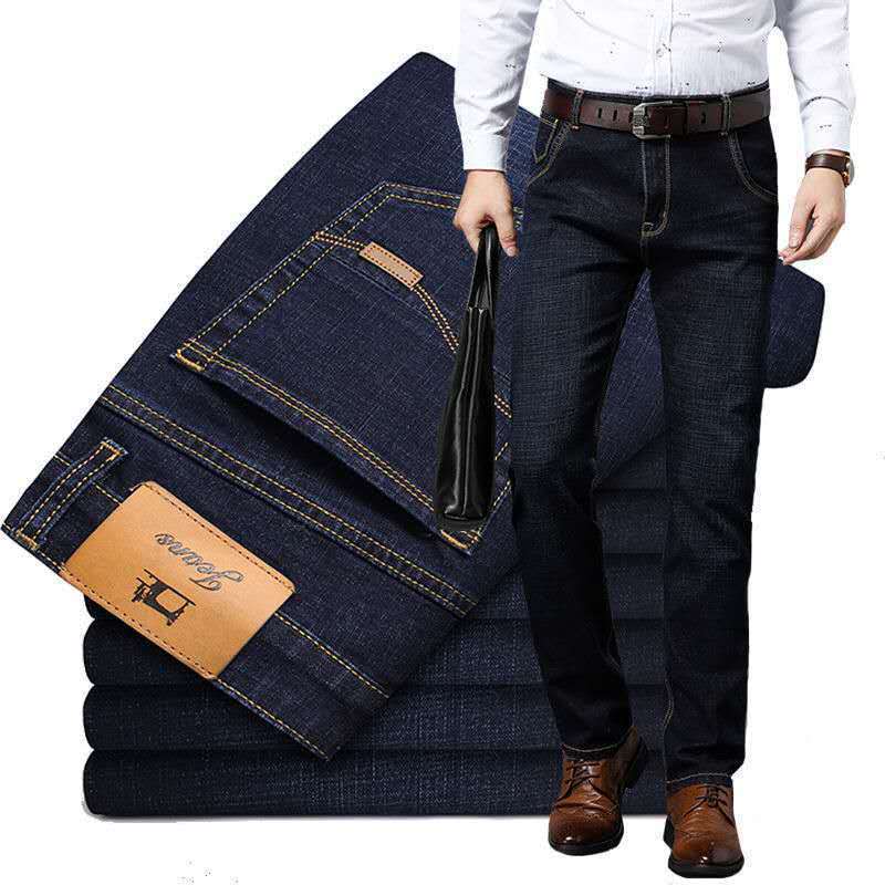 Jeans men's straight elastic loose overalls Korean casual men's Pants Large youth business pants men's pants