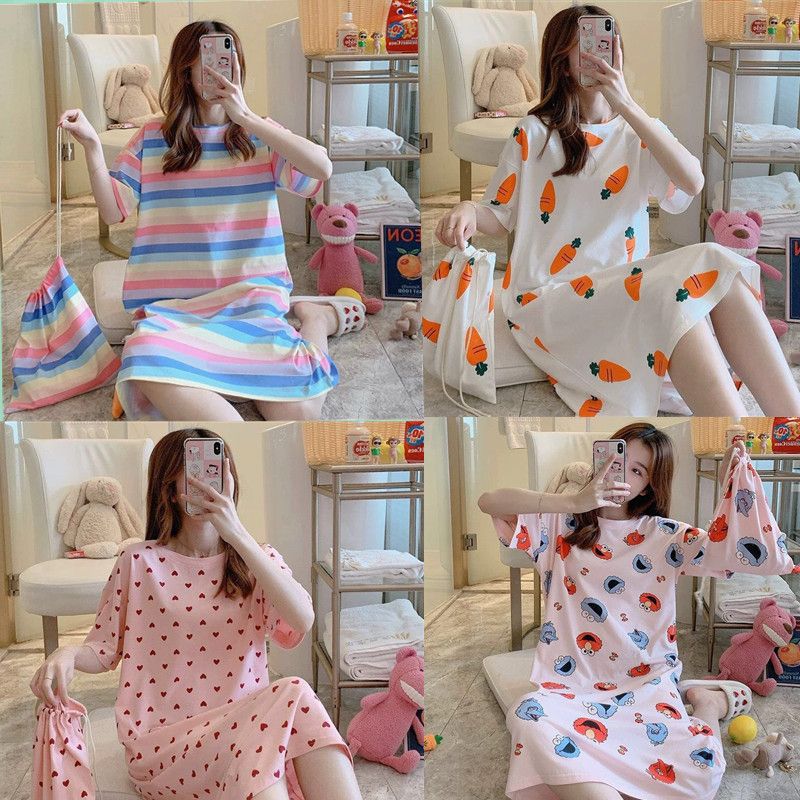 Pajamas women summer Korean pajamas women summer nightdress short sleeve women summer home wear set lovely students loose