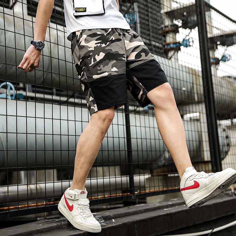 Large summer men's casual tooling short pants Korean loose trend Capris camouflage shorts