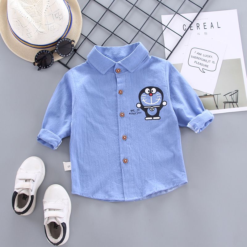 Boys' long sleeve shirt Plaid baby spring coat top children's cardigan children's spring and autumn turnover collar shirt