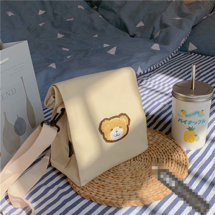 South Korea ins cute bear ancient style messenger bag Japanese Harajuku girl chic soft girl Shoulder Bag Canvas Bag