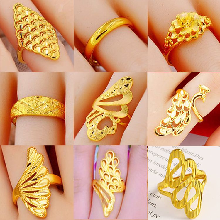 Vietnam Shajin versatile ring female ring temperament gold plated peacock ring opening adjustable jewelry does not fade