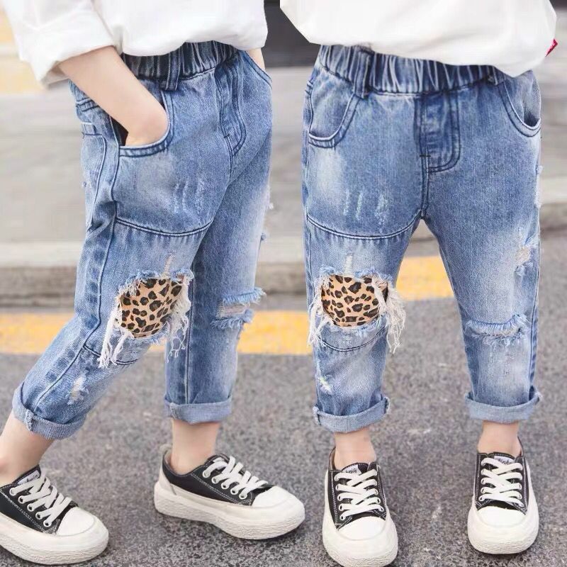 Girls Spring and Autumn Jeans Western Style Korean Fashionable Spring Dress 2023 New Children's Children's Loose Boys' Pants