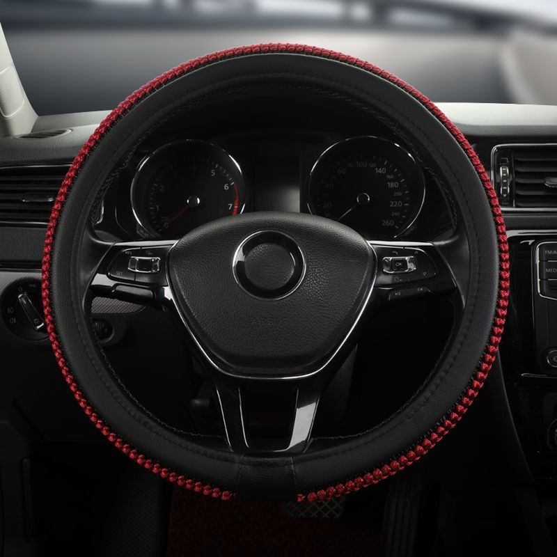 (hand woven) ice silk automobile steering wheel cover summer four seasons general anti slip wear resistant sweat absorbing handle cover