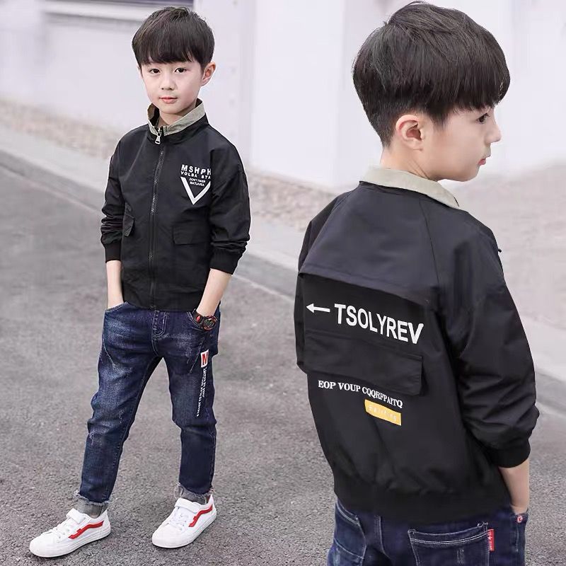 Boys' autumn and winter plus cotton jacket new autumn and winter plus cotton medium and large children's clothing boy's jacket top foreign style trendy