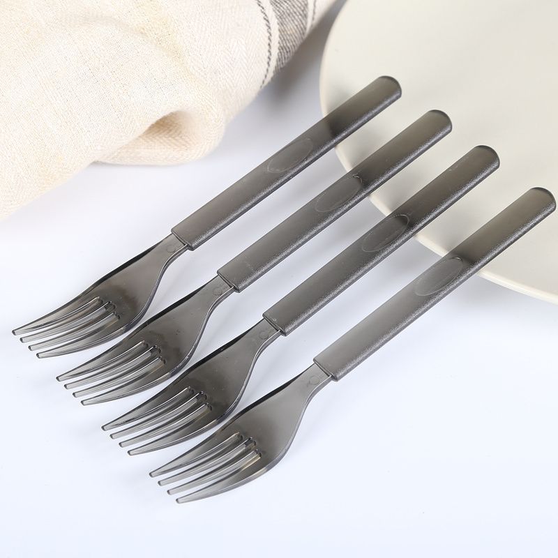 Black long-handled plastic spoon disposable American knife and fork spoon soup spoon fork western food thickened dessert fork