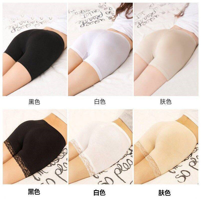Safety pants female anti light running students can wear ice silk traceless shorts summer thin lace bottomed safety pants for women