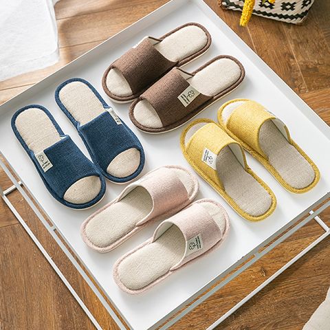 [2 pairs] slippers female spring and autumn cotton flax indoor household four seasons lovers cloth flooring male summer antiskid