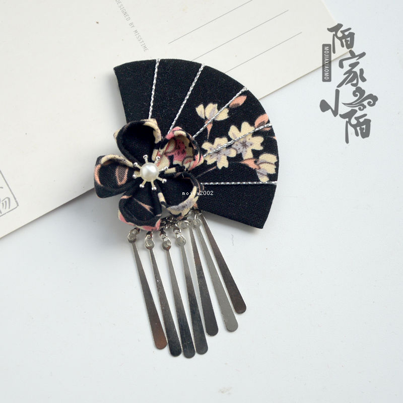 Japanese headdress, hairdress, kimono fan, cherry blossom photo, hairpin, handmade jewelry, hanging piece, bathrobe accessories
