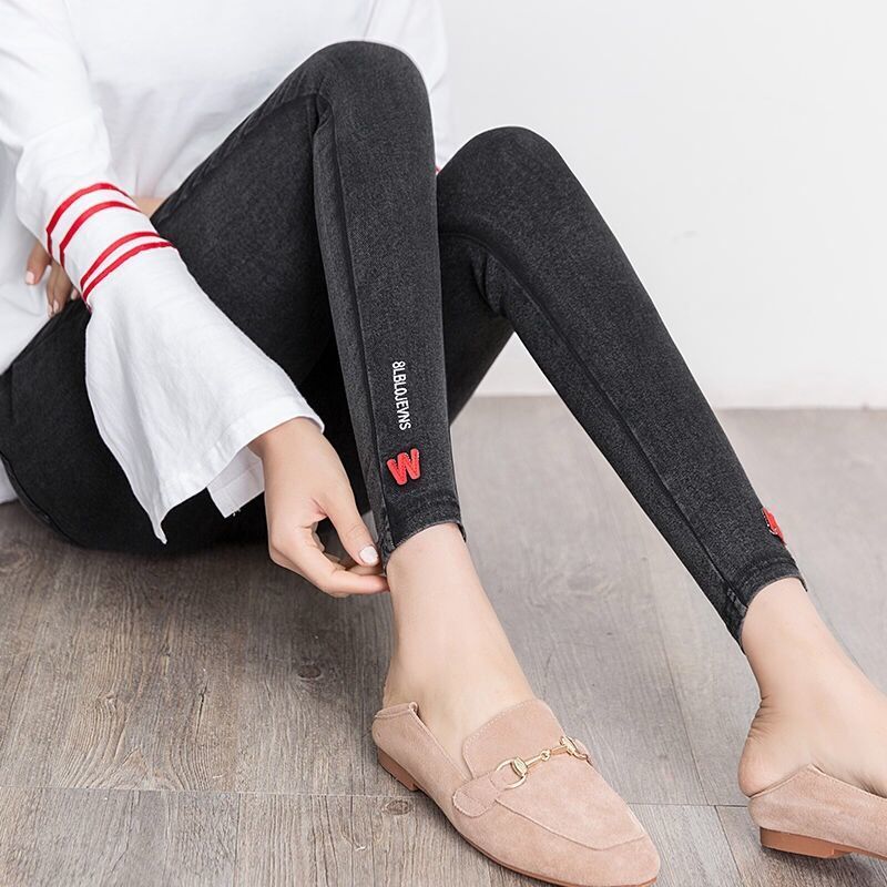 [with velvet/without velvet] Thickened all-match leggings for autumn and winter wearing black pencil slimming women's pants