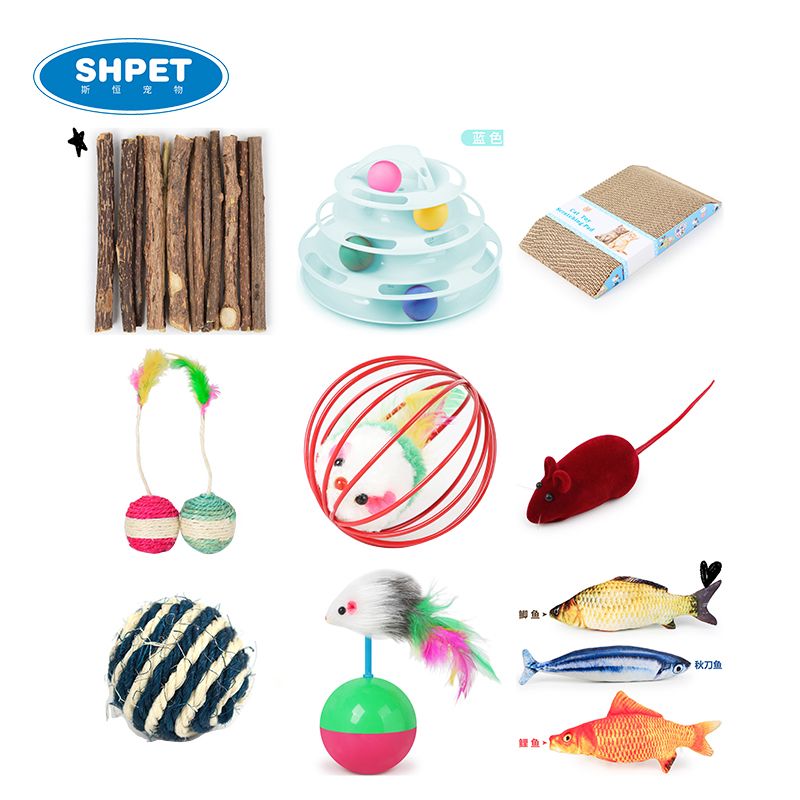 Siheng pet cat toy set kitten molars cat scratch board peppermint fish cat turntable